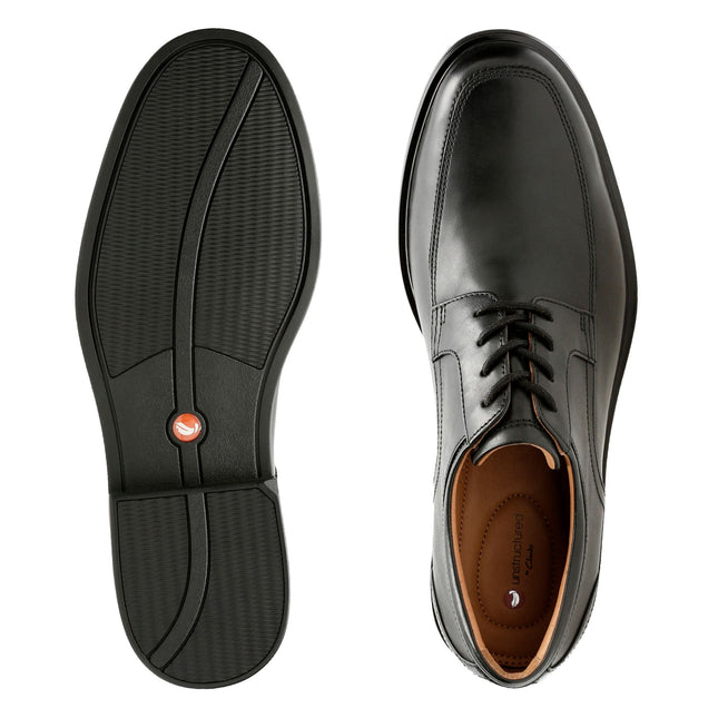 Clarks Un Aldric Park Black Leather Men’s Lace-Up Shoes – Comfort-Focused Leather Shoes for Everyday Wear & Smart-Casual Style