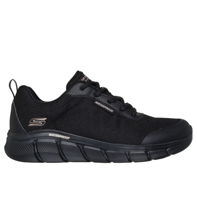 Skechers Women’s 117351 BOBS B Flex – Flex Proof Waterproof Trainer – Black Mesh & Synthetic Vegan Leather with Memory Foam Insole