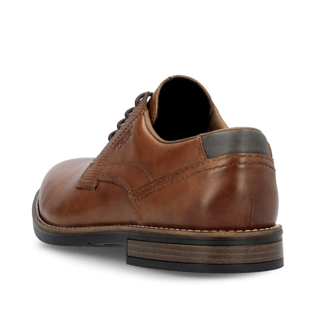 Rieker Men’s 13523-24 Brown Leather Lace-Up Smart Shoes – Classic Everyday Leather Shoes with Cushioned Comfort & Durable Sole