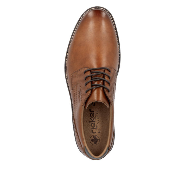 Rieker Men’s 13523-24 Brown Leather Lace-Up Smart Shoes – Classic Everyday Leather Shoes with Cushioned Comfort & Durable Sole