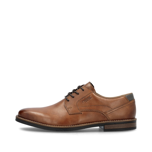 Rieker Men’s 13523-24 Brown Leather Lace-Up Smart Shoes – Classic Everyday Leather Shoes with Cushioned Comfort & Durable Sole