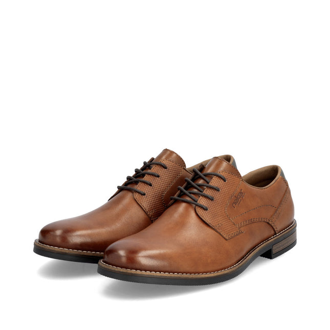 Rieker Men’s 13523-24 Brown Leather Lace-Up Smart Shoes – Classic Everyday Leather Shoes with Cushioned Comfort & Durable Sole