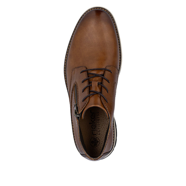 Rieker Men’s 14705-24 Tan Leather Lace-Up & Zip Ankle Boots – Classic Winter Boots with Cushioned Sole & Easy On/Off Fit