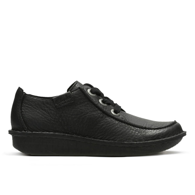 Clarks Women’s Funny Dream Black Leather Lace-Up Shoes – Comfortable Everyday Flats with Cushioned Insole & Flexible Sole