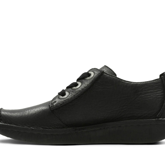 Clarks Women’s Funny Dream Black Leather Lace-Up Shoes – Comfortable Everyday Flats with Cushioned Insole & Flexible Sole