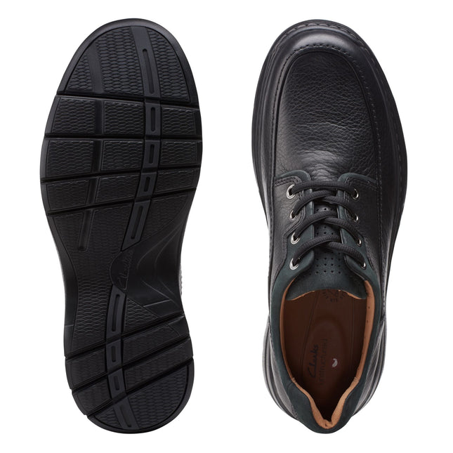 Clarks Un Brawley Lace Black Leather Men’s Casual Shoes – Comfortable Lace-Up Casual Shoes with Soft Leather, Cushioned Comfort & Everyday Versatility - Extra Wide Fit