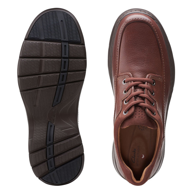 Clarks Men’s Un Brawley Lace Mahogany Leather Lace-Up Shoes – Smart Casual Leather Shoes with Cushioned Comfort & Durable Outsole