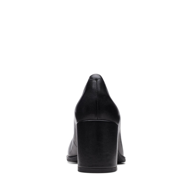 Clarks Women’s Freva55 Court Black Leather Heels – Classic Court Shoes with Cushioned Comfort & Everyday Elegance