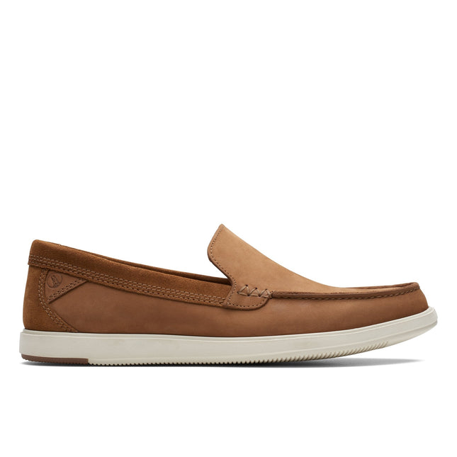 Clarks Men’s Bratton Loafer Dark Tan Nubuck Slip-On Shoes – Classic Casual Loafers with Cushioned Comfort & Flexible Sole