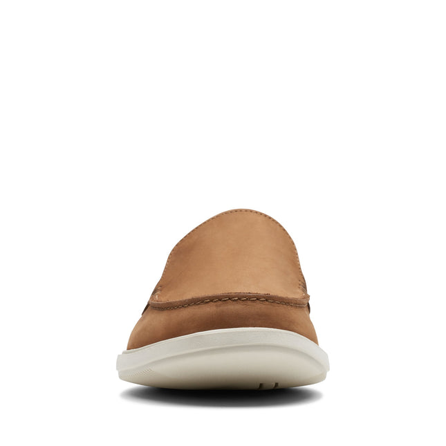 Clarks Men’s Bratton Loafer Dark Tan Nubuck Slip-On Shoes – Classic Casual Loafers with Cushioned Comfort & Flexible Sole