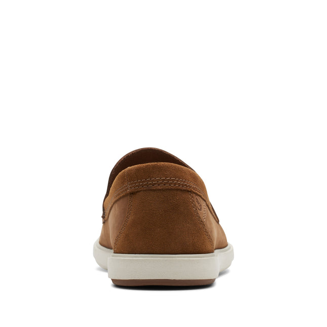 Clarks Men’s Bratton Loafer Dark Tan Nubuck Slip-On Shoes – Classic Casual Loafers with Cushioned Comfort & Flexible Sole