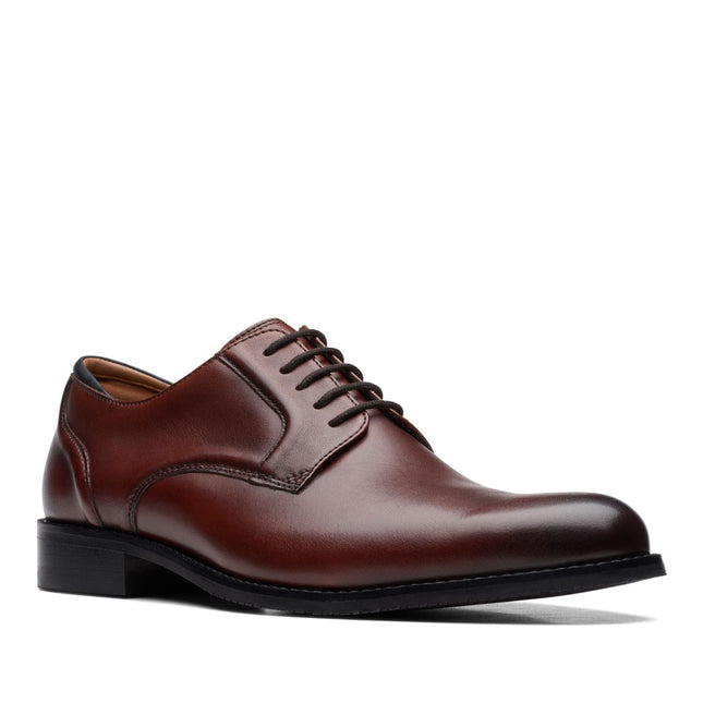 Clarks Mens Craft Arlo Lace – British Tan Leather Oxford Dress Shoe