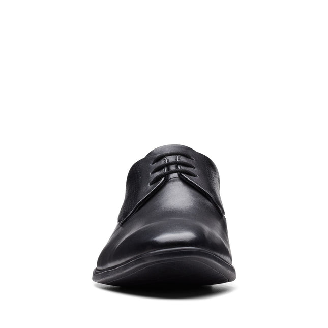 Clarks Men’s Boswyn Lace Black Leather Lace-Up Shoes – Classic Smart Casual Leather Shoes with Comfortable Footbed & Durable Sole