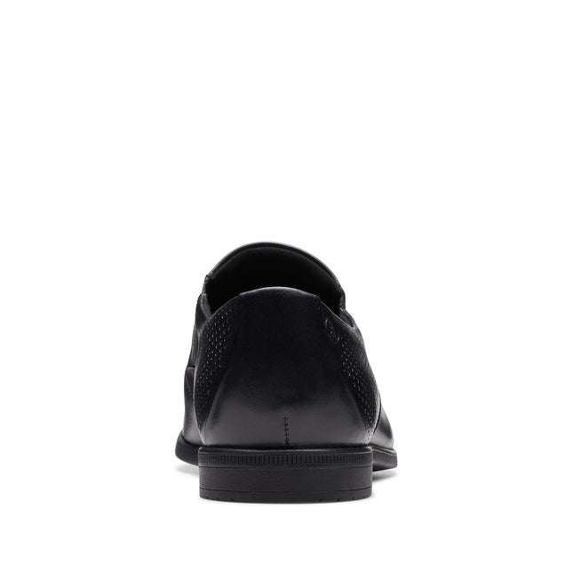 Clarks Men’s Boswyn Slip Black Leather Slip-On Shoes – Smart Leather Flats with Cushioned Comfort & Easy Everyday Wear