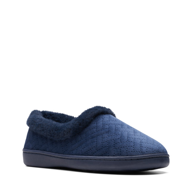 Clarks Women’s Twyla Star Navy Wide-Width Slippers – Soft Faux-Fur Lined, Cozy House Slippers with Grippy Rubber Outsole
