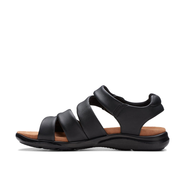 Clarks Kitly Ave Women’s Black Leather Sandals – Casual sandals with Cushioned Footbed