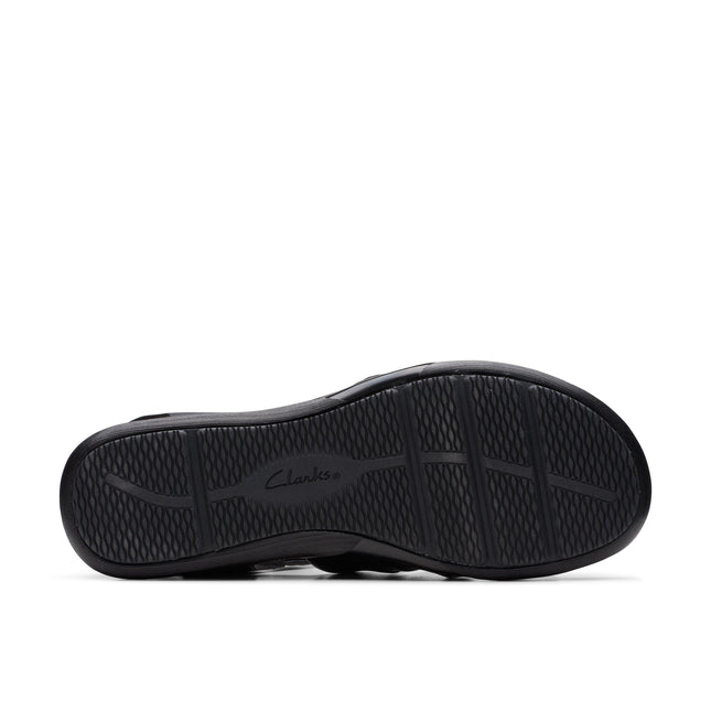 Clarks Kitly Ave Women’s Black Leather Sandals – Casual sandals with Cushioned Footbed