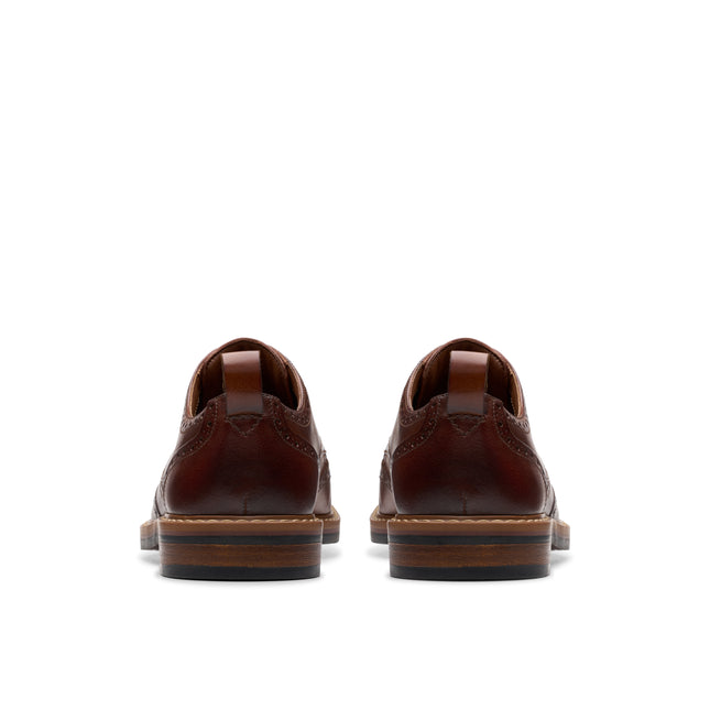 Clarks Men’s Aldwin Limit Mid Tan Leather Brogues – Smart Casual Mid-Height Lace-Up Boots with Cushioned Comfort & Durable Outsole