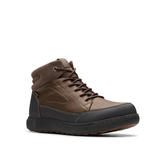 Clarks Men’s Mapstone Hi GTX Dark Brown Leather Waterproof Lace-Up Boots – All-Weather Outdoor & Urban Boots with GORE-TEX, Cushioned Support & Rugged Outsole