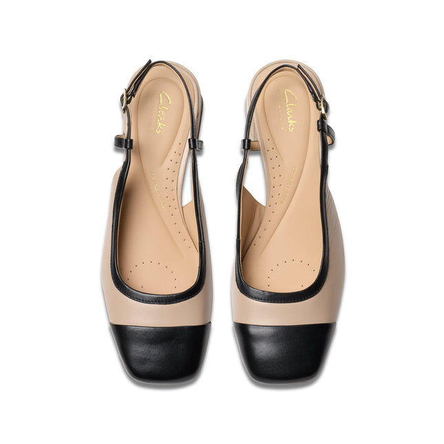 Clarks Women’s Nyta45 Slingback Sandals – Leather Slingback Heels with Open Toe, Cushioned Footbed & Elegant Everyday Style