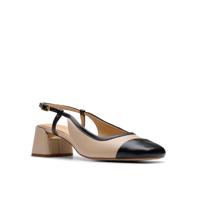 Clarks Women’s Nyta45 Slingback Sandals – Leather Slingback Heels with Open Toe, Cushioned Footbed & Elegant Everyday Style
