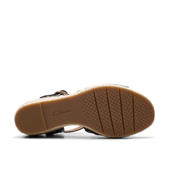 Clarks Women’s Sabina Strap Black Leather Sandals – Elegant Slingback Sandals with Cushioned Footbed & Comfortable Low Heel