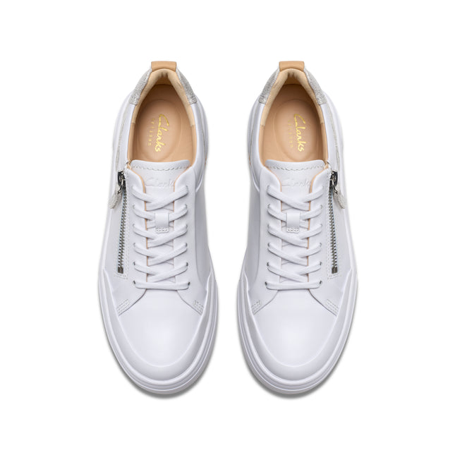 Clarks Women’s Hollyhock Zip Silver Trainers – Platform Lace-Up & Zip Casual Shoes with Contour Cushion Comfort