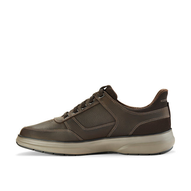 Clarks Men’s Mullan Easy Dark Brown Leather Lace-Up Shoes – Standard Fit Comfort Shoes with Easy-Entry Heel & Cushioned Contour Footbed