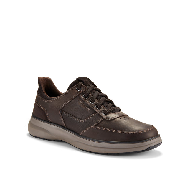 Clarks Men’s Mullan Easy Dark Brown Leather Lace-Up Shoes – Standard Fit Comfort Shoes with Easy-Entry Heel & Cushioned Contour Footbed