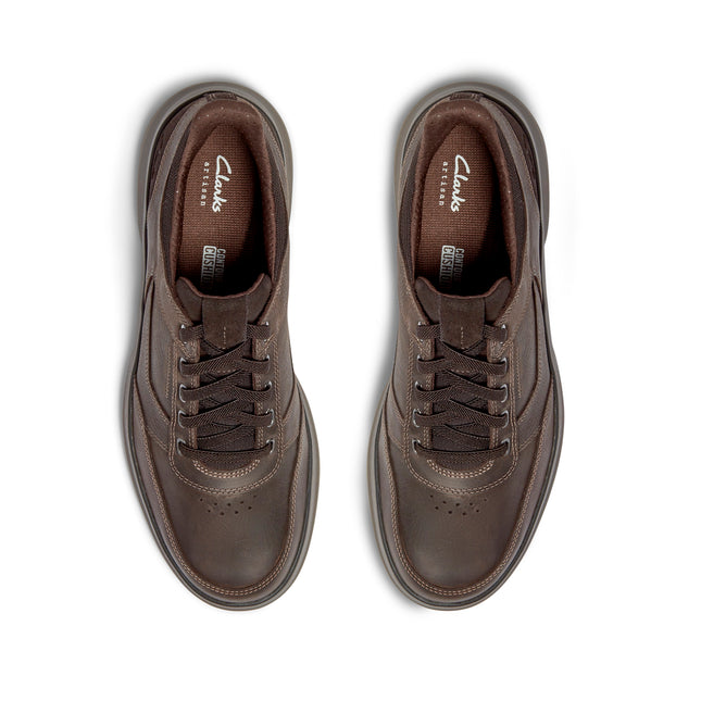 Clarks Men’s Mullan Easy Dark Brown Leather Lace-Up Shoes – Standard Fit Comfort Shoes with Easy-Entry Heel & Cushioned Contour Footbed