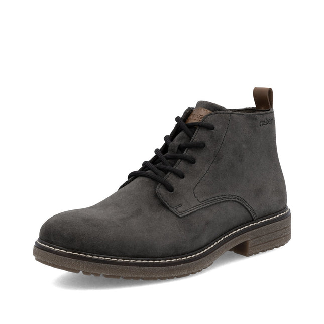 Rieker Men’s 33106-45 Charcoal Grey Leather Ankle Boots – Slip-On Comfort Boots with Cushioned Insole & Flexible Sole