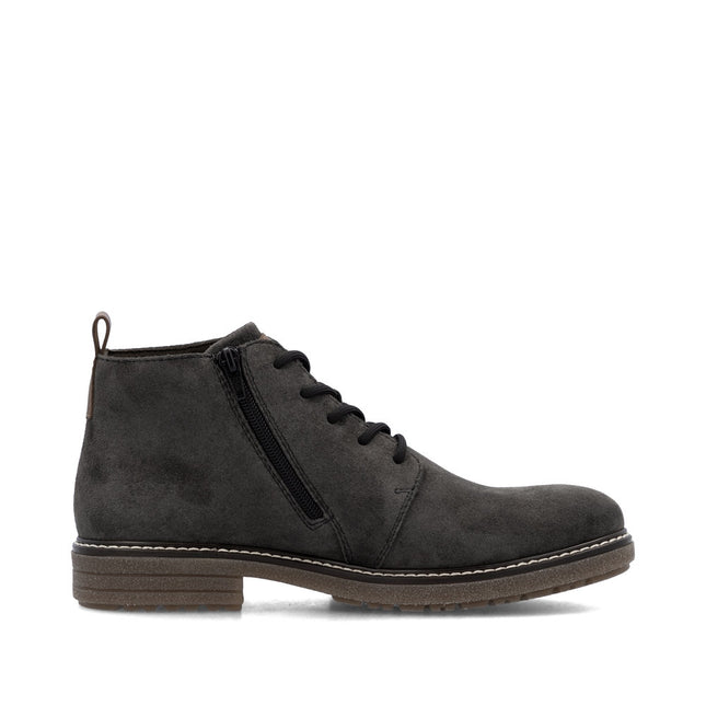Rieker Men’s 33106-45 Charcoal Grey Leather Ankle Boots – Slip-On Comfort Boots with Cushioned Insole & Flexible Sole