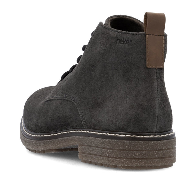 Rieker Men’s 33106-45 Charcoal Grey Leather Ankle Boots – Slip-On Comfort Boots with Cushioned Insole & Flexible Sole