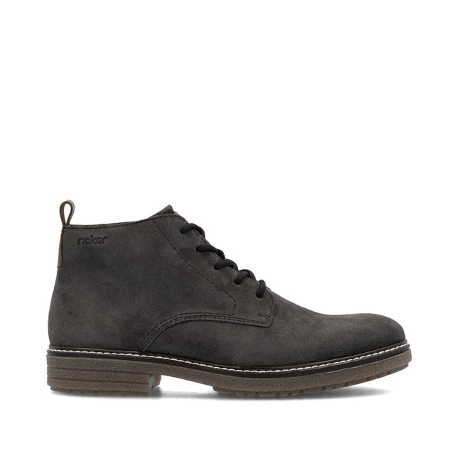 Rieker Men’s 33106-45 Charcoal Grey Leather Ankle Boots – Slip-On Comfort Boots with Cushioned Insole & Flexible Sole