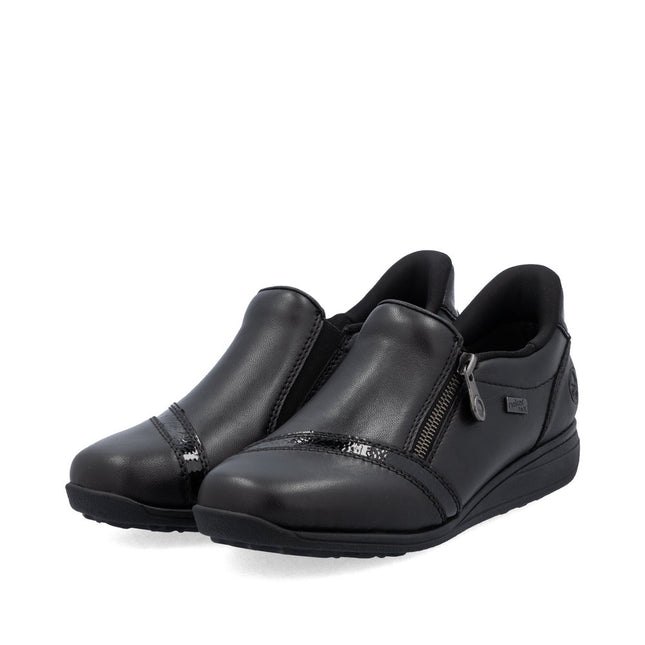 Rieker 47264-00 Black Womens Low Wedge Shoe