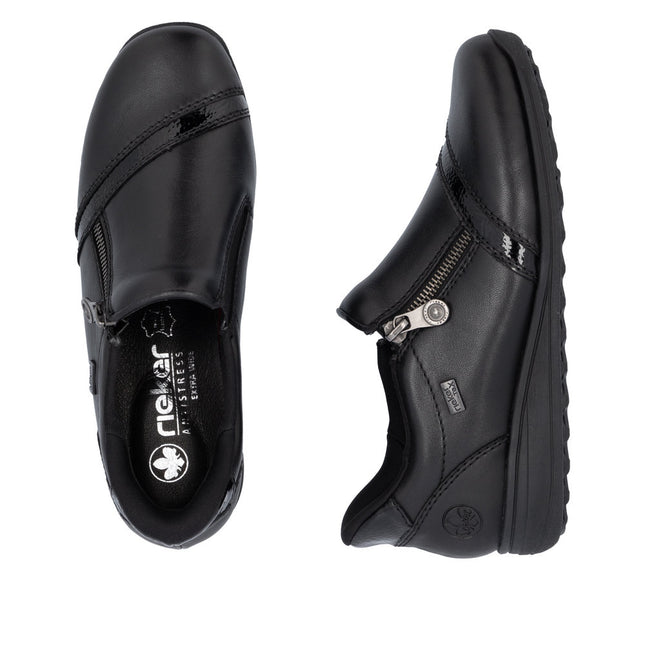 Rieker 47264-00 Black Womens Low Wedge Shoe