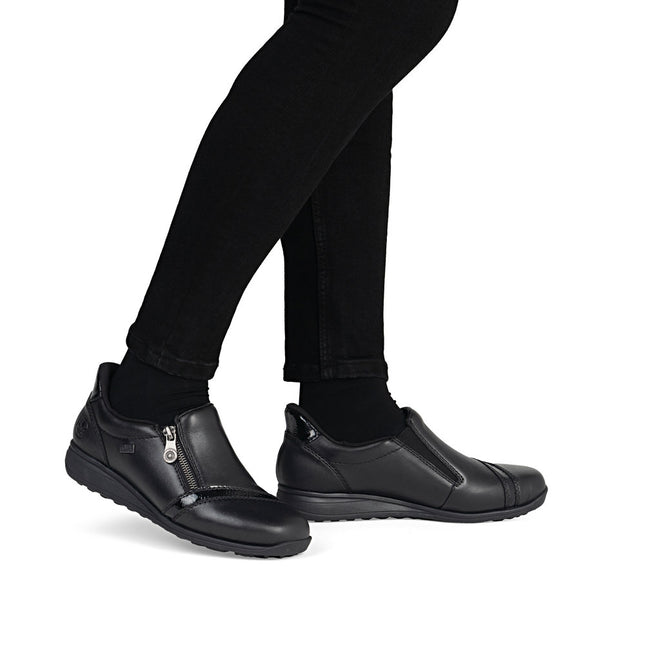 Rieker 47264-00 Black Womens Low Wedge Shoe