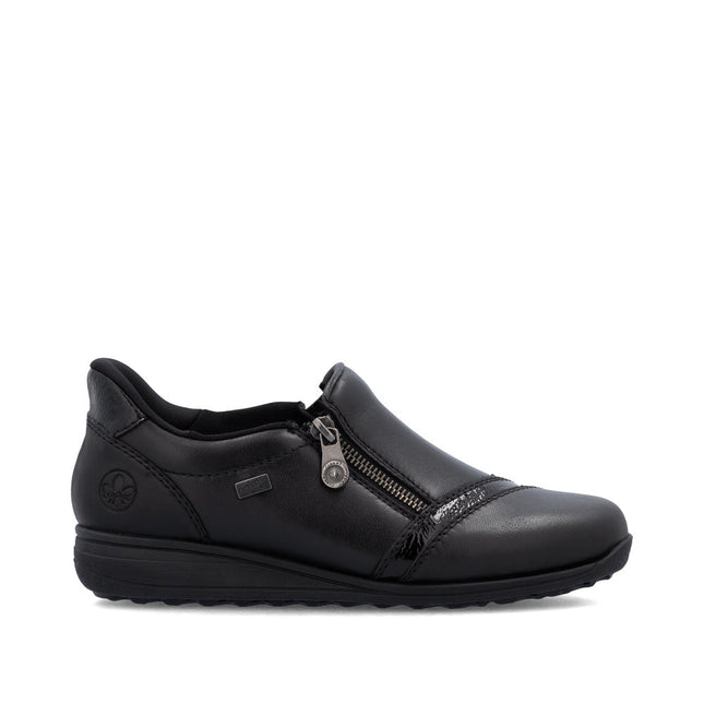 Rieker 47264-00 Black Womens Low Wedge Shoe