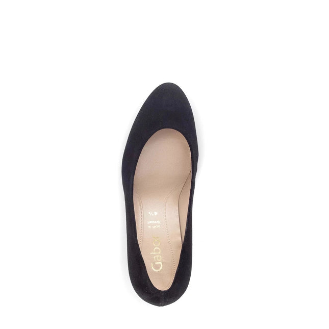 Gabor Women’s Edina 01.410.17 Black Suede Court Shoe – Elegant Mid-Heel Pump with Comfort Fit