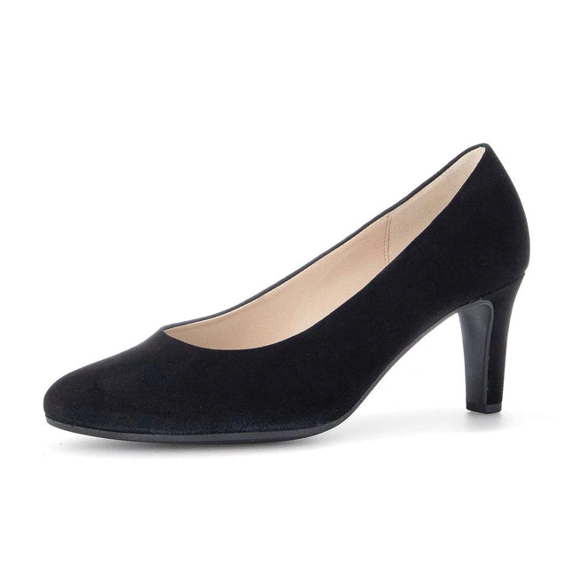 Gabor Women’s Edina 01.410.17 Black Suede Court Shoe – Elegant Mid-Heel Pump with Comfort Fit
