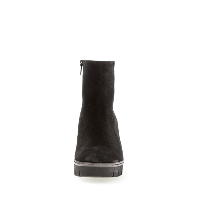 Gabor Women’s 74.780.17 Utopia Black Suede Wedge Ankle Boot – Wide Fit Zip-On Comfort Boot