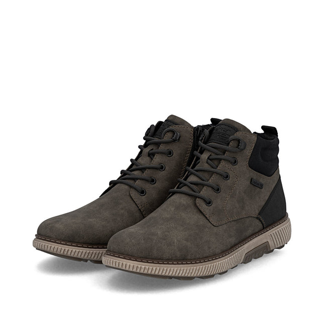 Rieker Men’s B3302-25 Olive Green Ankle Boots – Weatherproof TEX Winter Boots with Lace & Zip, Warm Lining, Cushioned Comfort & Durable Grip Sole