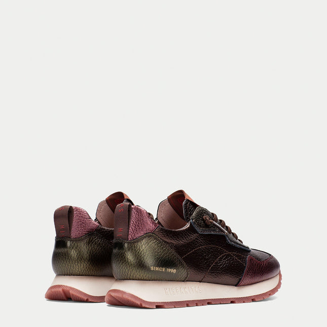 Hispanitas Women’s Kansas Bolmet Wine Leather Trainer – Premium Leather Lace-Up Sneaker with Removable Insole