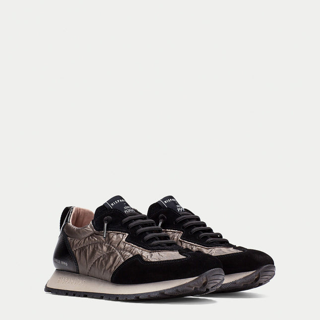 Hispanitas Women’s Kansas Black Leather Trainer – Lace-Up Sneaker with Triflow® Cushioning & Removable Insole