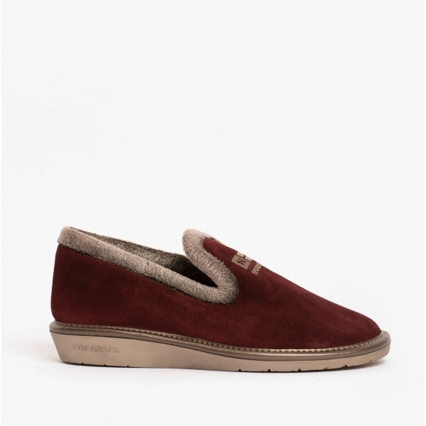 Nordikas 305-O - Burgundy Suede / Snow-Grey Trim Ladies Slippers