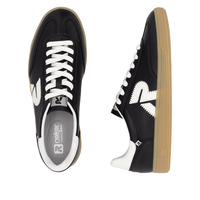 Rieker U2200-00 Black Leather Slip-On Sneakers – Lightweight Casual Trainers with Cushioned Comfort & Easy Slip-On Design