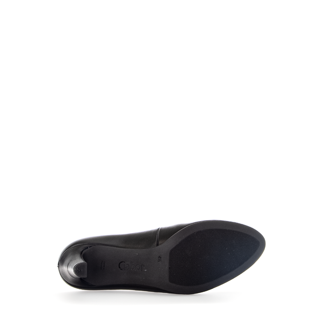 Gabor Women’s 01.410.27 Edina Black Leather Court Shoe – Mid Heel Comfort Pump