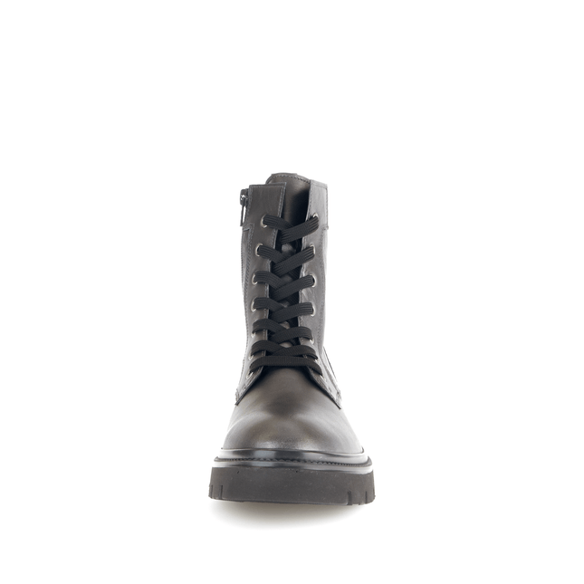 Gabor Women’s 51.852.69 Meryl Grey Leather & Textile Ankle Boot – Lace & Side-Zip Comfort Boot