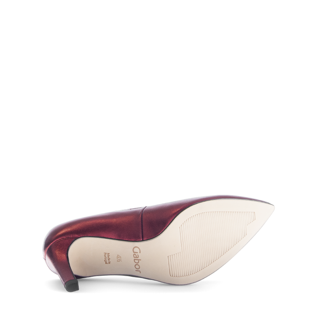 Gabor Women’s 71.381.65 Degree Cherry Red Leather Heel – Slip-On Court Pump with Cushioned Insole