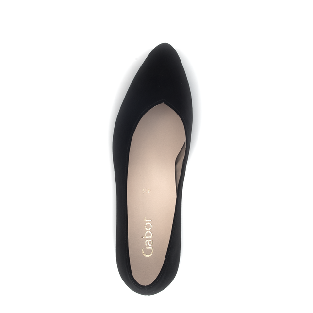 Gabor Women’s 71.431.17 Dixie Black Suede Heel – Low Block Heel Slip-On Pump